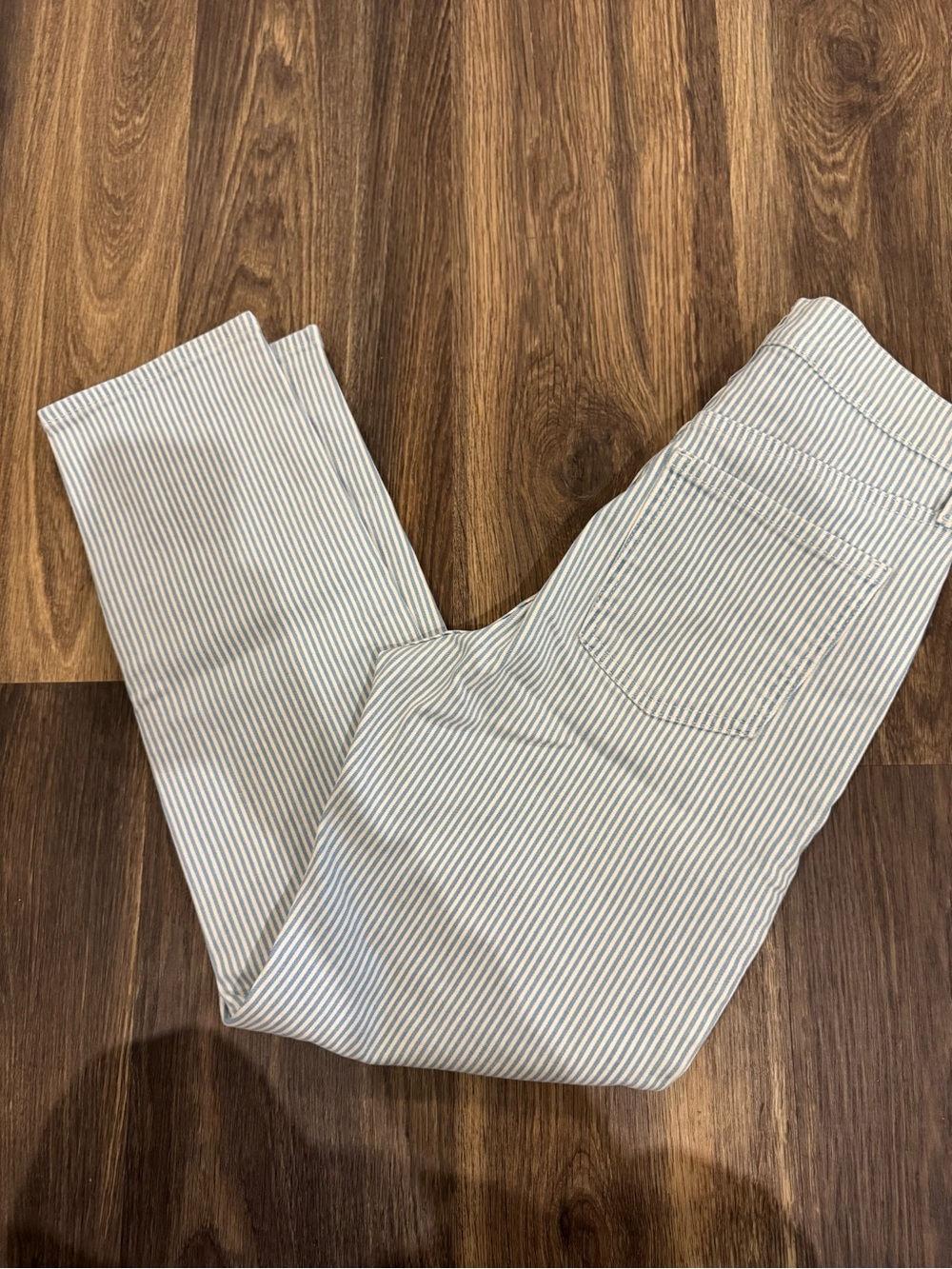 Old Navy Blue & White Striped Button-Fly Pants
